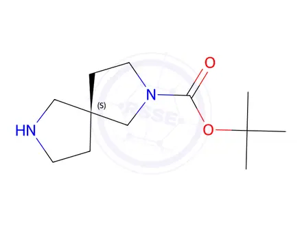 Chemical structure of 2,7-Diazaspiro[4.4]nonane-2-carboxylic acid, 1,1-dimethylethyl ester, (5S)-