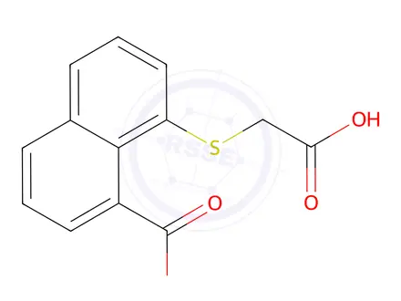 Chemical structure of 8-[(carboxymethyl)sulfanyl]-1-naphthoic acid