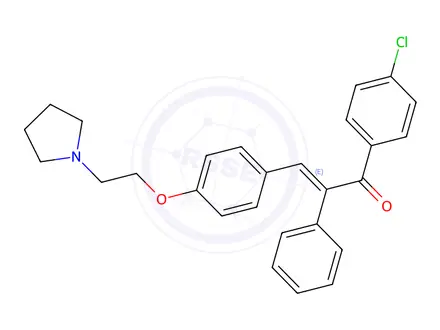 Chemical structure of 4-Chloro-α-phenyl-4'-[2-(1-pyrrolidinyl)ethoxy]chalcone
