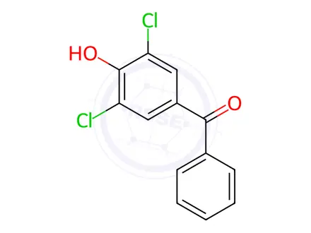 Chemical structure of 3,5-dichloro-4-hydroxybenzophenone