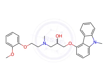 Chemical structure of 2-Propanol, 1-[[2-(2-methoxyphenoxy)ethyl]methylamino]-3-[(9-methyl-9H-carbazol-4-yl)oxy]-
