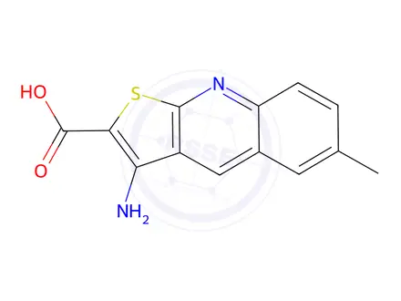 Chemical structure of 3-Amino-6-Methyl-Thieno[2,3-B]Quinoline-2-Carboxylic Acid