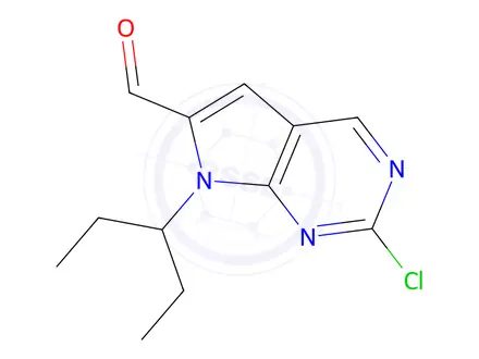 Chemical structure of 2-Chloro-7-(pentan-3-yl)-7H-pyrrolo[2,3-d]pyrimidine-6-carbaldehyde