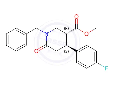 Chemical structure of trans 1-Benzyl-4-(4-fluorophenyl)-6-oxopiperidine-3-carboxylic Acid Methyl Ester