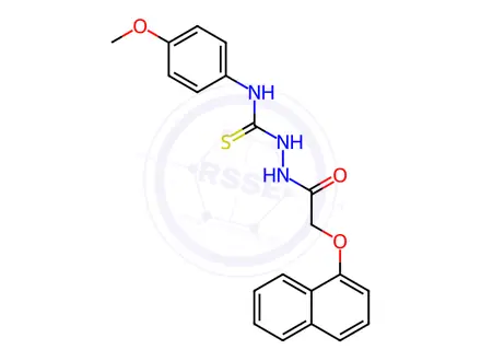 Chemical structure of N-(4-methoxyphenyl)-2-(2-(naphthalen-1-yloxy)acetyl)hydrazine-1-carbothioamide