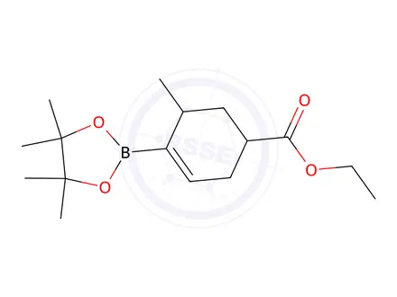 Chemical structure of Ethyl 5-methyl-4-(4,4,5,5-tetramethyl-1,3,2-dioxaborolan-2-yl)cyclohex-3-ene-1-carboxylate