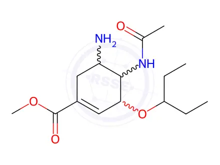 Chemical structure of Methyl 4-acetamido-5-amino-3-(pentan-3-yloxy)cyclohex-1-ene-1-carboxylate