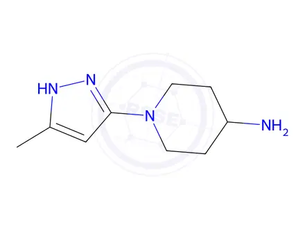 Chemical structure of 1-(3-methyl-1H-pyrazol-5-yl)piperidin-4-amine
