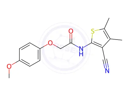Chemical structure of N-(3-Cyano-4,5-dimethylthiophen-2-yl)-2-(4-methoxyphenoxy)acetamide