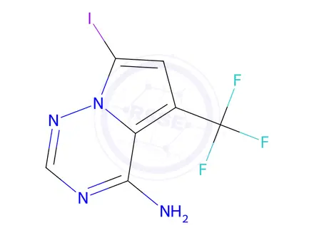Chemical structure of 7-Iodo-5-(trifluoromethyl)pyrrolo[2,1-f][1,2,4]triazin-4-amine