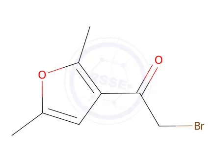 Chemical structure of Ethanone, 2-bromo-1-(2,5-dimethyl-3-furanyl)-(9CI)