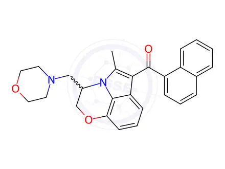 Chemical structure of (5-Methyl-3-(morpholinomethyl)-2,3-dihydro-[1,4]oxazino-[2,3,4-hi]indol-6-yl)(naphthalen-1-yl)methanone
