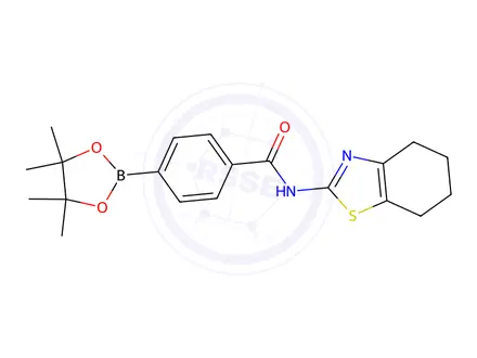 Chemical structure of N-(4,5,6,7-Tetrahydrobenzo[d]thiazol-2-yl)-4-(4,4,5,5-tetramethyl-1,3,2-dioxaborolan-2-yl)benzamide