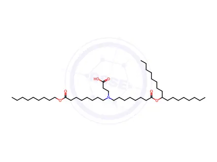 Chemical structure of Octanoic acid, 8-[(2-carboxyethyl)[8-(nonyloxy)-8-oxooctyl]amino]-, 1-(1-octylnonyl) ester