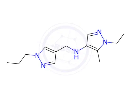Chemical structure of 1-ethyl-5-methyl-N-[(1-propyl-1H-pyrazol-4-yl)methyl]-1H-pyrazol-4-amine