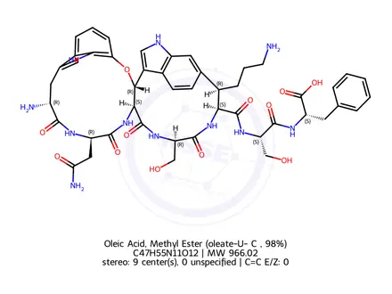 Chemical structure of Oleic Acid, Methyl Ester (oleate-U-¹³C₁₈, 98%)