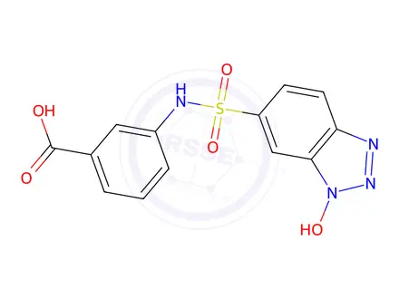 Chemical structure of 3-(1-Hydroxy-1h-1,2,3-benzotriazole-6-sulfonamido)benzoic acid