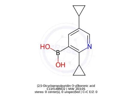Chemical structure of (2,5-Dicyclopropylpyridin-3-yl)boronic acid