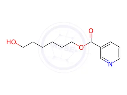 Chemical structure of 6-hydroxyhexyl pyridine-3-carboxylate