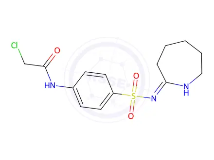 Chemical structure of 2-Chloro-N-[4-[[(3,4,5,6-tetrahydro-2H-azepin-7-yl)amino]sulfonyl]phenyl]acetamide