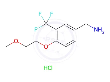 Chemical structure of (4-(2-Methoxyethoxy)-3-(trifluoromethyl)phenyl)methanamine hydrochloride