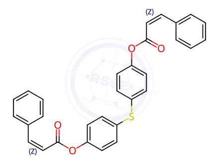 Chemical structure of 4-[(4-{[(2Z)-3-phenylprop-2-enoyl]oxy}phenyl)sulfanyl]phenyl (2Z)-3-phenylprop-2-enoate
