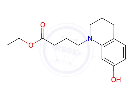 Chemical structure of Ethyl 3,4-dihydro-7-hydroxy-1(2H)-quinolinebutanoate