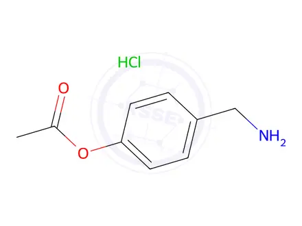 Chemical structure of 4-(aminomethyl)phenyl acetate hydrochloride