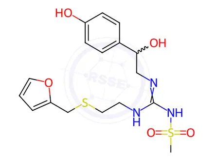 Chemical structure of N-​[[[2-​[(2-​Furanylmethyl)​thio]​ethyl]​amino]​[[2-​hydroxy-​2-​(4-​hydroxyphenyl)​ethyl]​imino]​methyl]​-methanesulfonamide