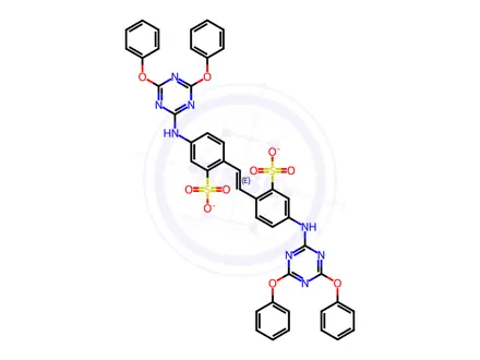 Chemical structure of 2,2'-(1,2-ETHENDIYL)BIS(5-(4,6-DIPHENOXY)-2-<1,3,5>-TRIAZINYLAMINO)BENZENESULFONIC ACID, DISODIUM SALT