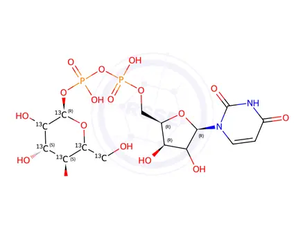 Chemical structure of Uridine 5'-Diphospho-α-D-glucose-13C6 Diammonium Salt
