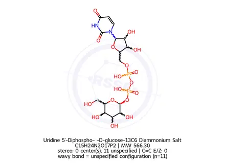 Chemical structure of URIDINE 5'-DIPHOSPHOGLUCOSE-[GLUCOSE-1-3H]
