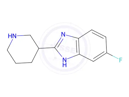 Chemical structure of 5-Fluoro-2-piperidin-3-yl-1H-benzoimidazole hydrochloride