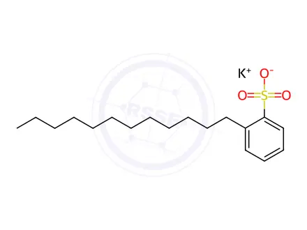 Chemical structure of 2-Dodecylbenzene Sulfonic Acid Potassium Salt (Mixture of Isomers)