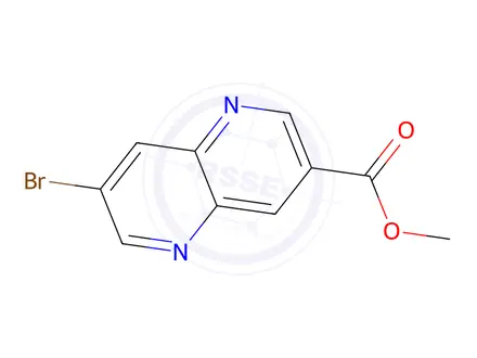 Chemical structure of methyl 7-bromo-1,5-naphthyridine-3-carboxylate