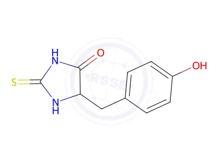 Chemical structure of 5-(4-Hydroxybenzyl)-2-thioxoimidazolidin-4-one