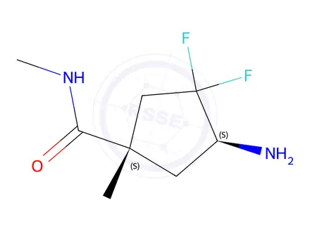 Chemical structure of (1S,4S)-4-amino-3,3-difluoro-N,1-dimethylcyclopentane-1-carboxamide