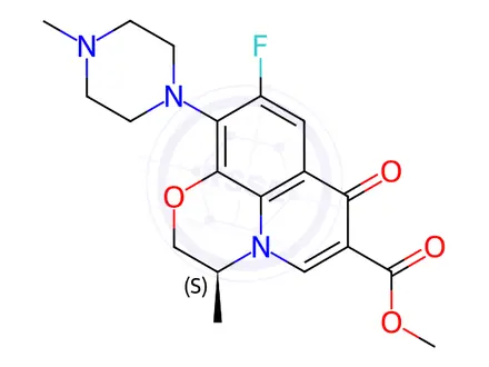 Chemical structure of S-7H-Pyrido[1,2,3-de]-1,4-benzoxazine-6-carboxylic acid, 9-fluoro-2,3-dihydro-3-Methyl-10-(4-Methyl-1-piperazinyl)-7-oxo-Methyl ester