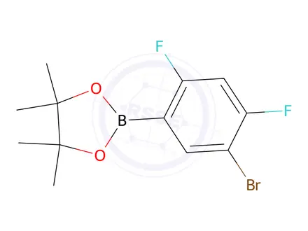 Chemical structure of 2,4-Difluoro-5-bromophenylboronic acid piancol ester