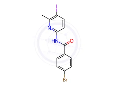 Chemical structure of 4-Bromo-N-(5-iodo-6-methylpyridin-2-yl)benzamide