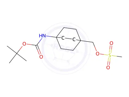 Chemical structure of (4-((tert-Butoxycarbonyl)amino)bicyclo[2.2.2]octan-1-yl)methyl methanesulfonate