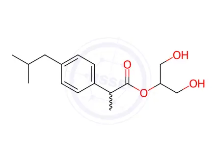 Chemical structure of Ibuprofen Related Compound (1,3-Dihydroxyprop-2-yl 2-(4-Isobutylphenyl)Propanonate)