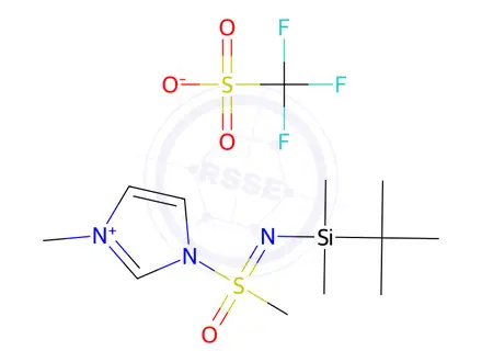 Chemical structure of 3-(N-(tert-Butyldimethylsilyl)-S-methylsulfonimidoyl)-1-methyl-1H-imidazol-3-ium trifluoromethanesulfonate