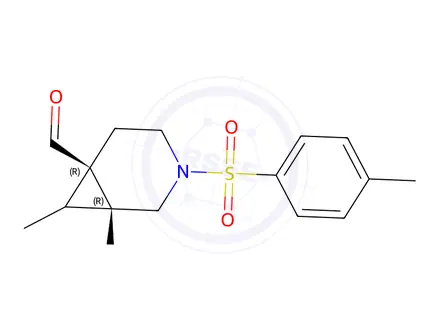 Chemical structure of (1R,6R)-7-methyl-3-tosyl-3-azabicyclo[4.1.0]Heptane-6-carbaldehyde