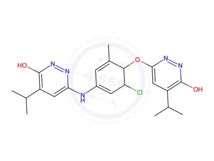 Chemical structure of 6-((6-chloro-4-((6-hydroxy-5-isopropylpyridazin-3-yl)amino)-2-methylcyclohexa-2,4-dien-1-yl)oxy)-4-isopropylpyridazin-3-ol