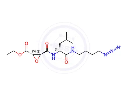 Chemical structure of (2S,3S)-3-[[[(1S)-1-[[(4-Azidobutyl)amino]carbonyl]-3-methylbutyl]amino]carbonyl]-2-oxiranecarboxylic Acid Ethyl Ester