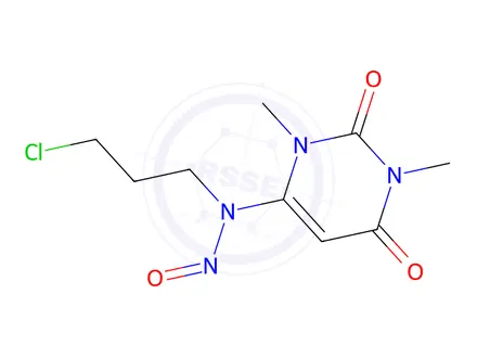 Chemical structure of N-(3-chloropropyl)-N-(1,3-dimethyl-2,6-dioxo-1,2,3,6-tetrahydropyrimidin-4-yl)nitrous amide