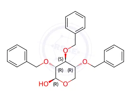 Chemical structure of 2,3,4-Tri-O-benzyl-b-L-arabinopyranose