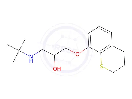 Chemical structure of 1-(tert-butylamino)-3-[(3,4-dihydro-2H-1-benzothiopyran-8-yl)oxy]propan-2-ol hydrochloride