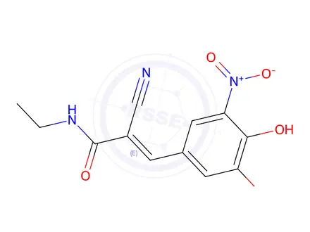 Chemical structure of 2-Propenamide, 2-cyano-3-(3,4-dihydroxy-5-nitrophenyl)-N-ethyl-